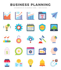 Business Planning Flat icons collection. 25 icon set in a Flat design.