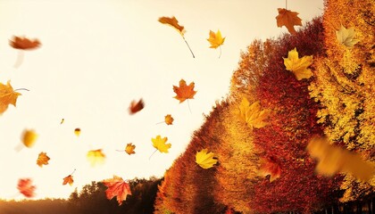 Frame from autumn-colored fall leaves in the wind isolated, overlay texture. 