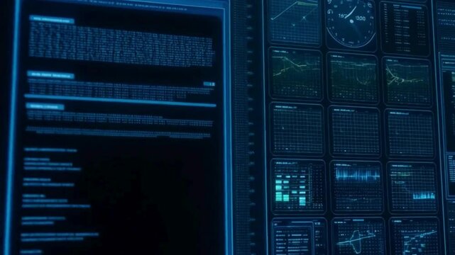 Data Center Interior with Servers and Glowing Lights