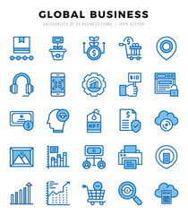 Set of Two Color Global Business Icons. Two Color art icon. Vector illustration