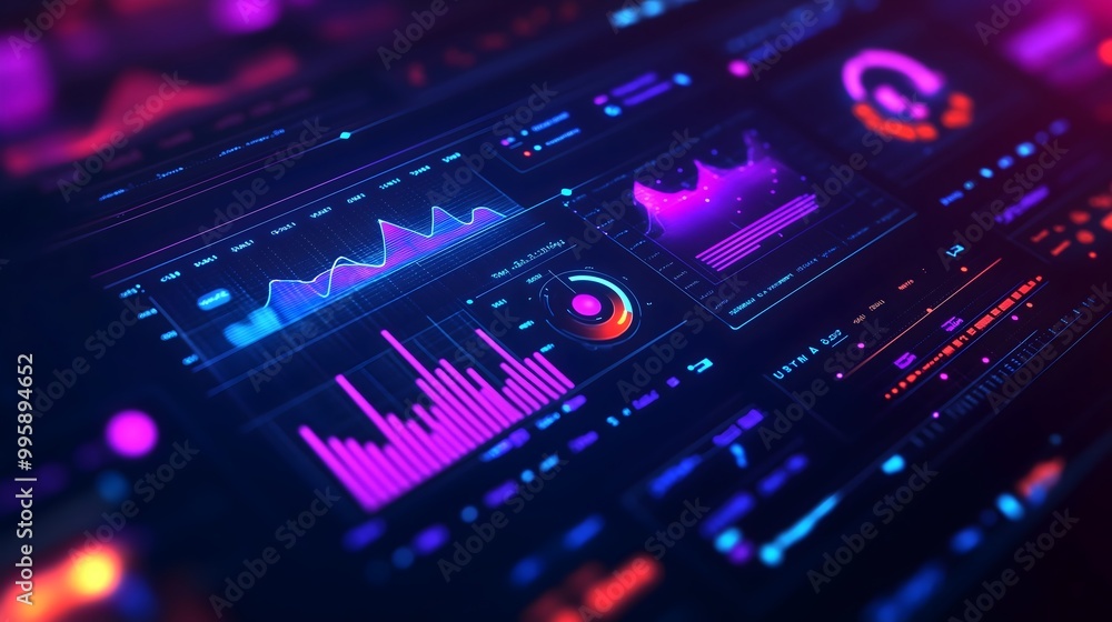 Wall mural futuristic dashboard showing social media analytics and trends