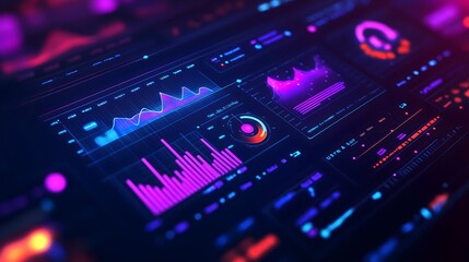 Obraz premium Futuristic dashboard showing social media analytics and trends
