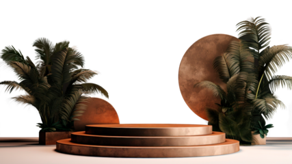 PNG tropical podium backdrop border, transparent background