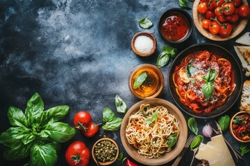 Art italian homemade menu food background; restaurant week with generative ai