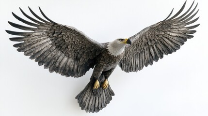 Fototapeta premium A Bald Eagle with Wings Spread Wide in Flight