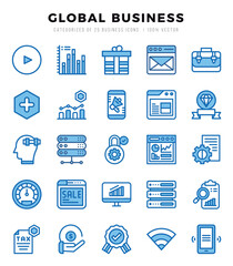 Global Business Two Color icons collection. Two Color icons pack. Vector illustration