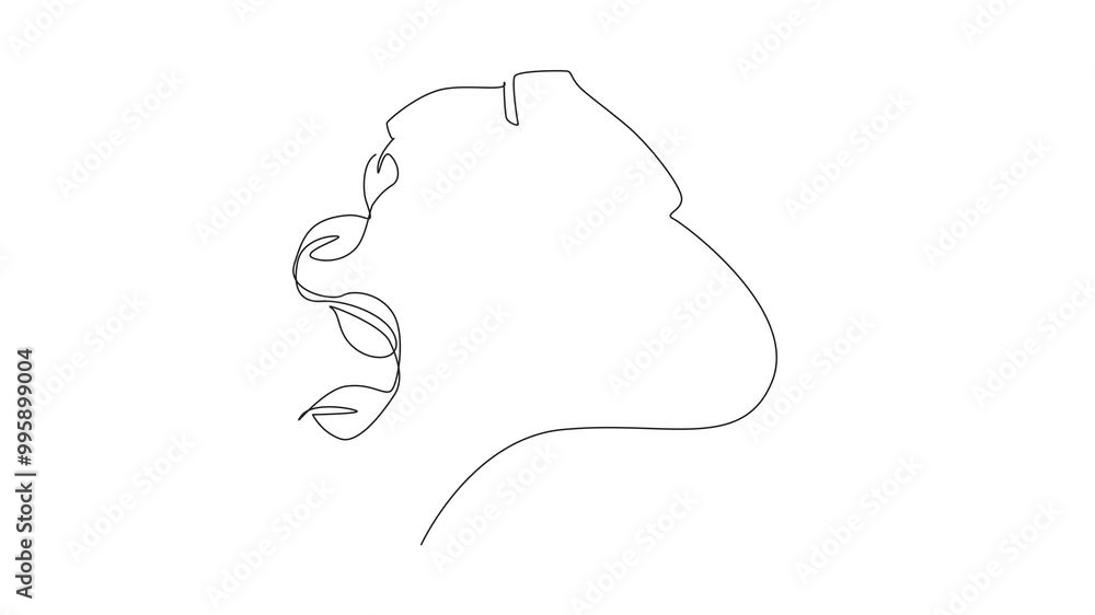 Poster animation of continuous one line drawing the hose removes the leaves from the nozzle. every drop doe