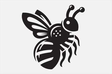 A beautiful flying Bee silhouette vector icon.