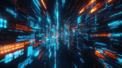 Fototapeta premium Glowing data streams in darkness