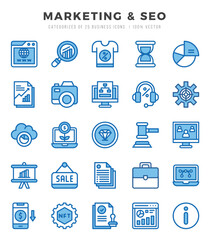 Marketing & SEO icons Pack. Two Color icons set. Marketing & SEO collection set.