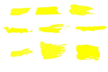 vector set of yellow paintbrush watercolor strokes on a white background
