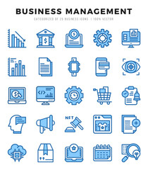 Set of Business Management Icons. Simple Two Color art style icons pack.