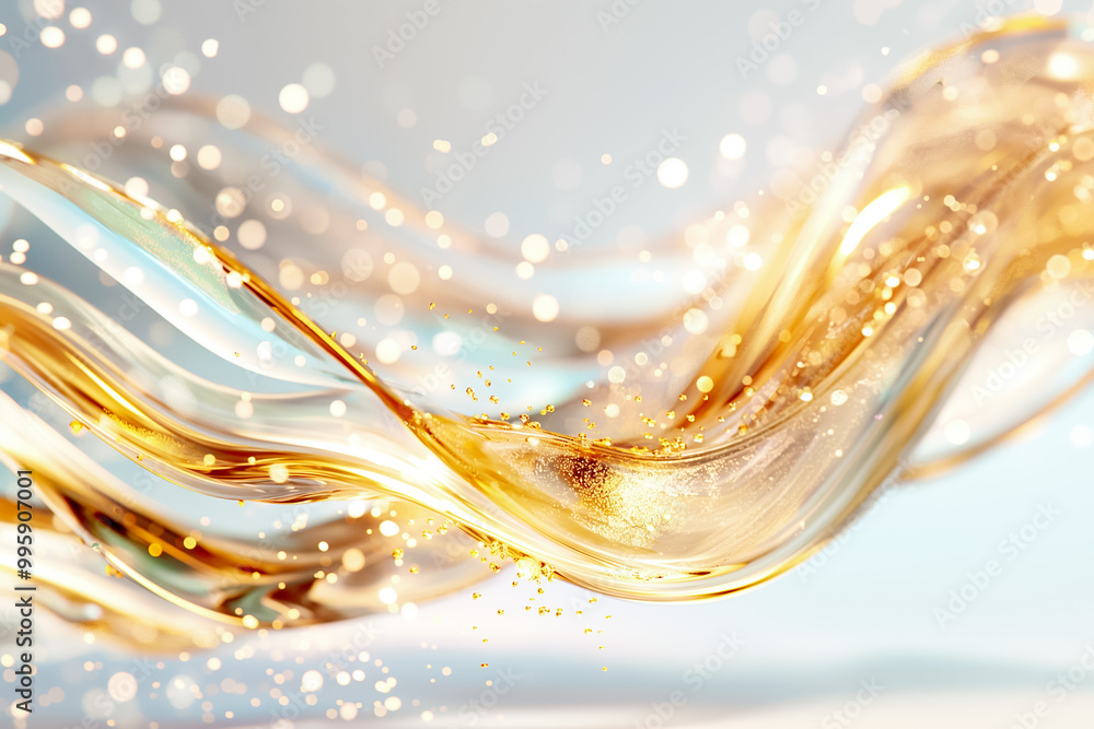 Aufkleber a captivating abstract design features smooth, flowing golden waves that ripple gently, enhanced by 