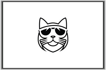 Cat icons collection. Kittens emoji symbols set. Black and white simple outline cats head kitten icons