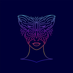 Female face covered with a butterfly.