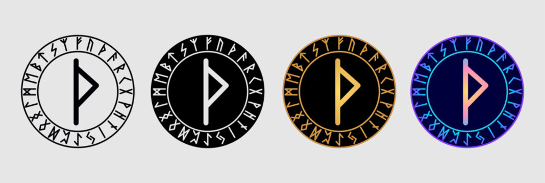 Scandinavian rune Thurisaz  in different design variations.