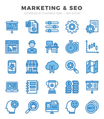 Set of Two Color Marketing & SEO Icons. Two Color art icon. Vector illustration