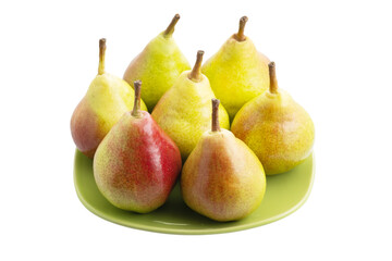 Pears on a plate on a white background