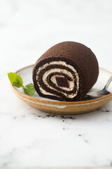 Chocolate Swiss roll with jelly