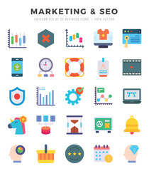 Set of Marketing & Seo Icons Flat icons collection.