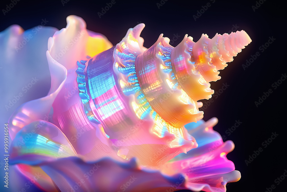 Poster this vibrant wallpaper captures a beautifully detailed shell, reflecting an array of colors and text