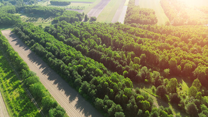 Fototapeta premium Tranquil Greenery and Farmland Aerial Panorama