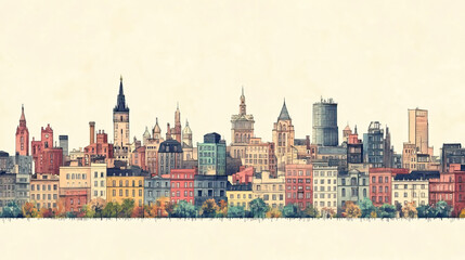 Fototapeta premium Wigan, color pen pencil hand-drawn effect drawing illustration for travel poster, card, wallpaper, backdrop or banner. Modern, clear, artistic and simple