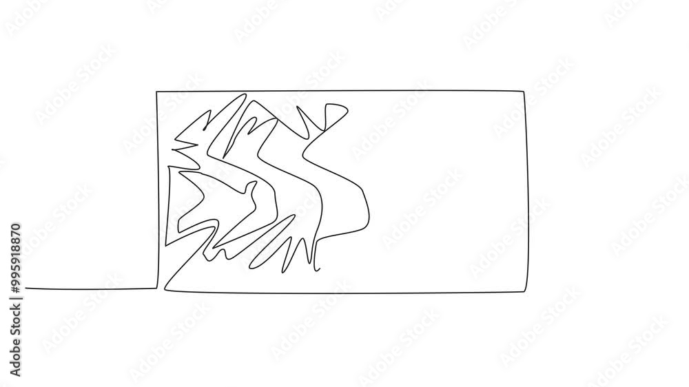 Poster animated self drawing of continuous line drawing chicken wings in a box. fresh purchase. ready to pr