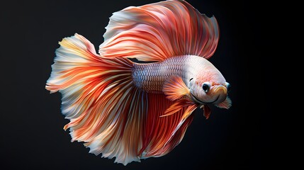 Fototapeta premium Beautiful, colorful betta fish on a black background, with dynamic movement