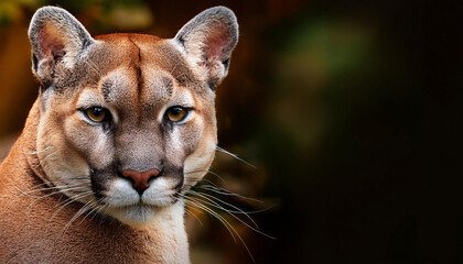 Close-Up of a Puma, Highlighting Its Sleek Fur and Intense Gaze