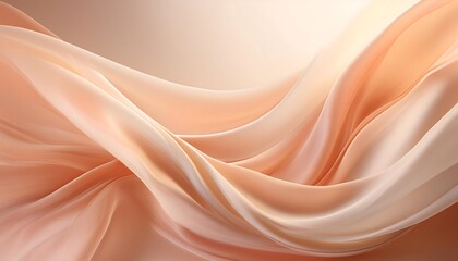 Obraz premium Soft flowing fabric with gentle peach and cream tones, featuring elegant sheer drapes in a serene abstract background. Luxurious silky textures and subtle light effects enhance the delicate, tranquil