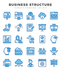 Vector icons set of Business Structure. Two Color style Icons.