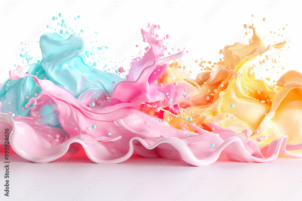 Poster this wallpaper features a stunning array of colorful splashes in pastel shades, creating a sense of 