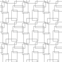 Abstract geometric pattern with squares, stripes, lines. Seamless vector background. White and black ornament. Modern graphic design.