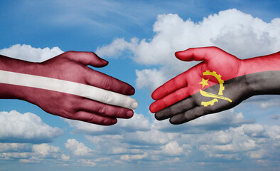 Latvia and Angola country handshaking