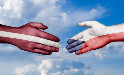 Czech Republic and Latvia country handshaking