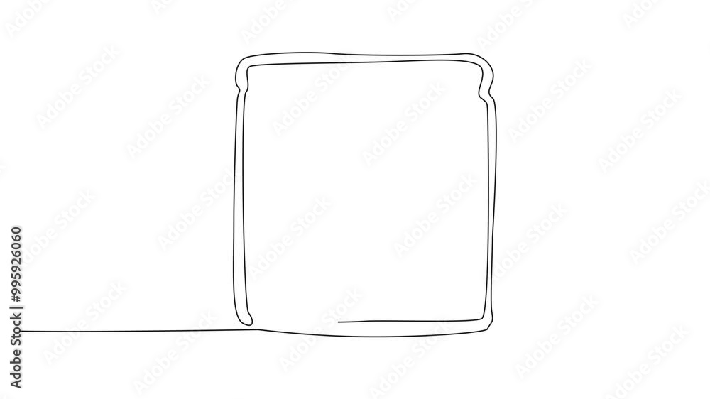 Aufkleber animated self drawing of continuous line drawing slice of bread spread with peanut butter shape of h