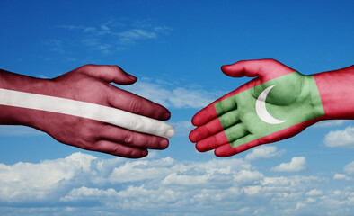 Maldives and Latvia country handshaking