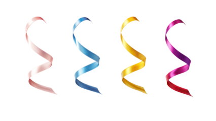 Color ribbons isolated on background for gift