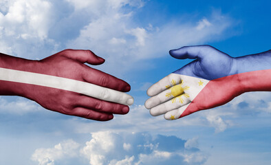 Philippines and Latvia country handshaking