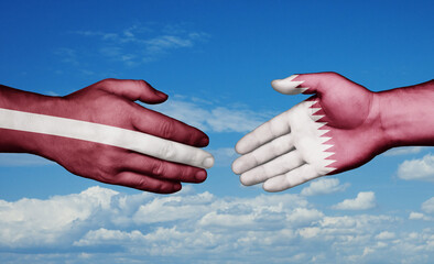 Qatar and Latvia country handshaking