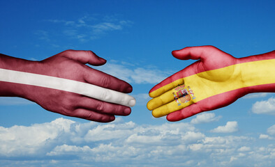 Spain and Latvia country handshaking