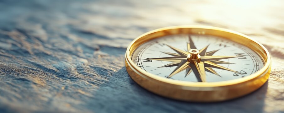 A golden compass pointing towards true north, symbolizing direction and purpose, golden compass, guidance and clarity