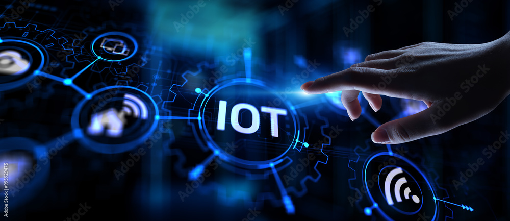 Aufkleber iot internet of things digital transformation modern technology concept on virtual screen.