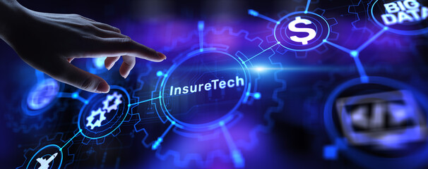 Insurtech Insurance technology online business finance concept on screen.