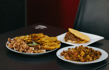 Three plates with mexican food