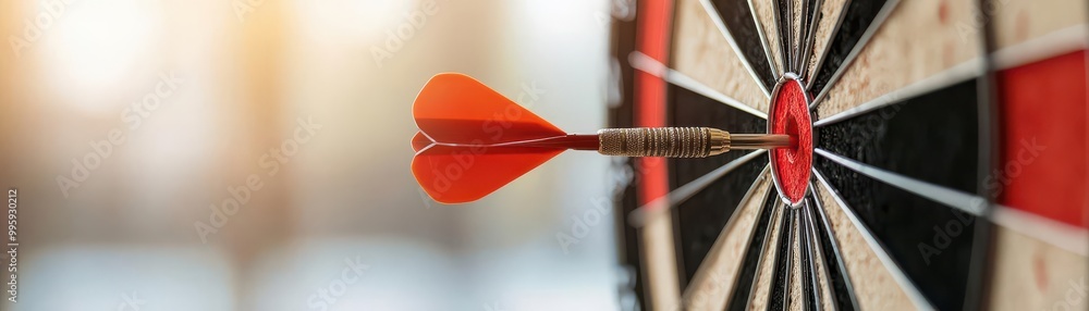 Aufkleber dartboard with a dart hitting the bullseye, symbolizing precision, focus, and achievement in a game