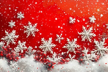 Red christmas card with white snowflakes vector illustration