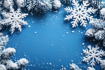 blue christmas card with white snowflakes vector illustration