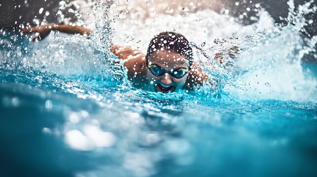 A swimmer propelling through water, showcasing speed and agility in a dynamic aquatic environment.